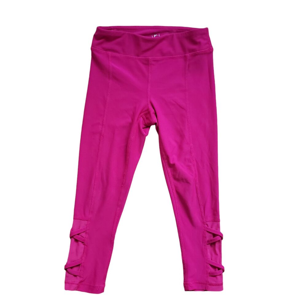 90 Degrees Reflex Leggings Girls Small 7 8 Hot Pink Cutouts